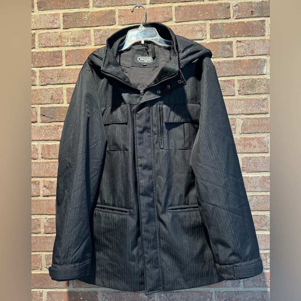 BGSD Men’s Waterproof Hooded Parka Black Size Medium